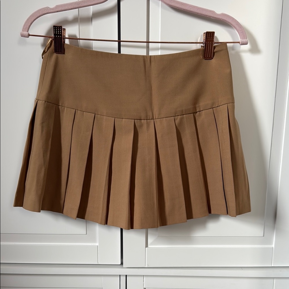 Tan Pleated Women's Skort
